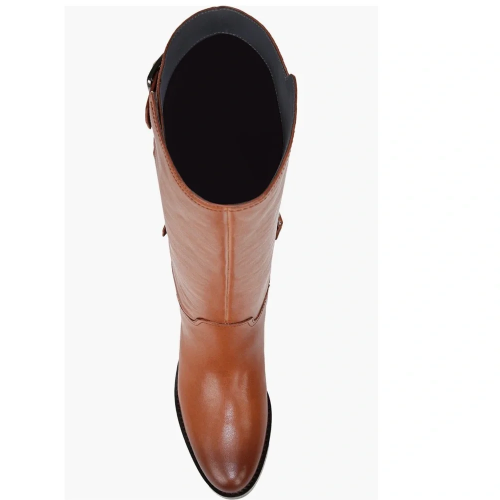 Franco Sarto Padova Brown Leather Knee High Zip Up Riding Boots - Sz 9.5M, NIB